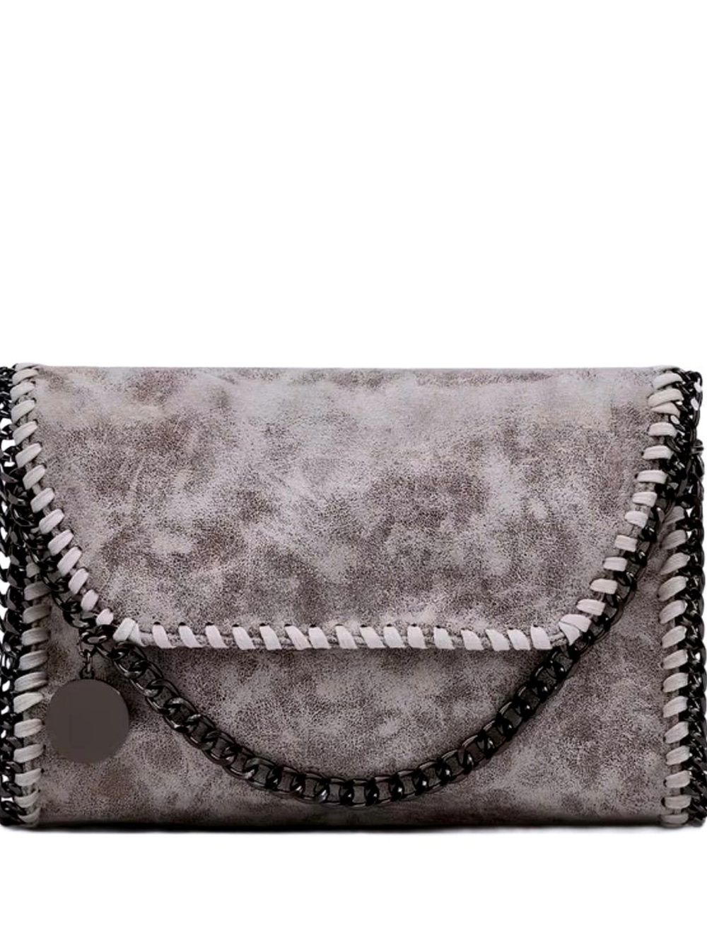 New -Chic -Vintage Style Faux Leather Crossbody Bag w/Chain Strap -Gray